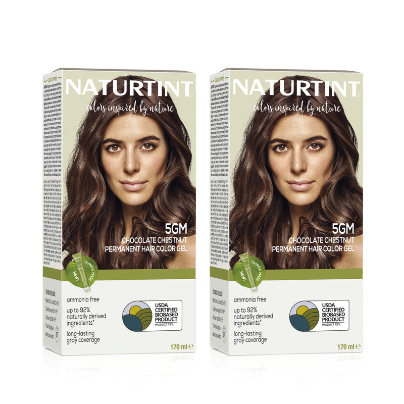 Naturtint Permanent Hair Colour 5GM Chocolate Chestnut 170 ml | Pack of 2 | 92% Natural Ingredient | 100% Grey Coverage Long Lasting Hair Colour | USDA Certified | Ammonia Free Vegan Hair Color Gel